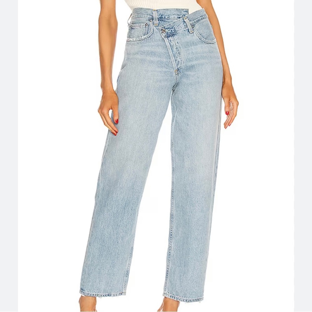 Like New Agolde Criss Cross Upsized Jeans in Suburbia